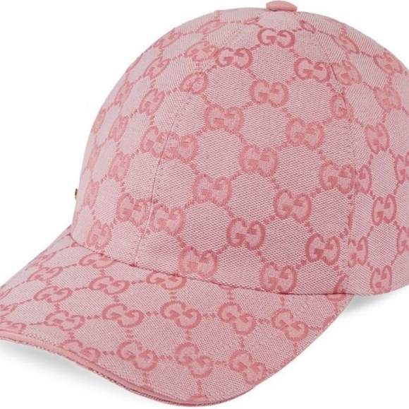 Gucci GG Supreme Monogram Canvas Cotton Baseball Cap, Pink Size Large - Picture 3 of 13